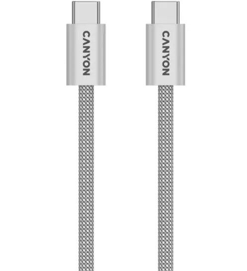 Cablu de date Canyon OnWire 60MG, USB-C - USB-C, 1 m (Gri)
