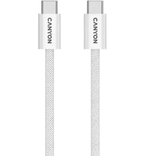 Cablu de date Canyon OnWire 60MG, USB-C - USB-C, 1 m (Alb)