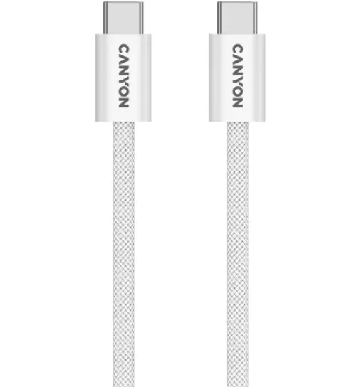 Cablu de date Canyon OnWire 60MG, USB-C - USB-C, 1 m (Alb)