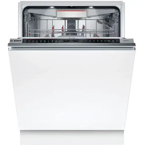 Masina de spalat vase incorporabila Bosch Seria 8 SMD8TCX04E, 14 seturi, 8 programe, PerfectDry, EcoSilence Drive, Home Connect, Open Assist, TimeLight, Emotion light white, 60 cm, Clasa A (Alb)