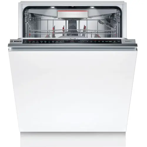 Masina de spalat vase incorporabila Bosch Seria 8 SMD8TCX04E, 14 seturi, 8 programe, PerfectDry, EcoSilence Drive, Home Connect, Open Assist, TimeLight, Emotion light white, 60 cm, Clasa A (Alb)