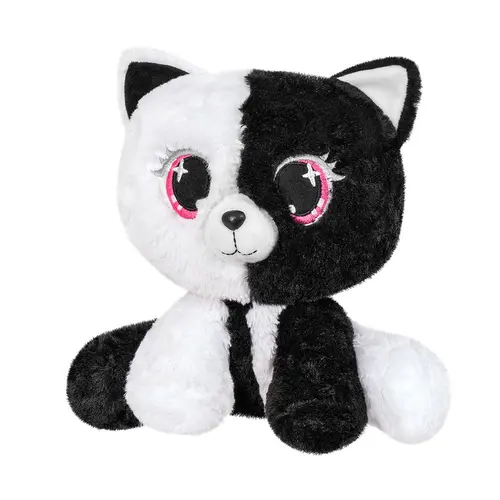 Pisica de plus, 25cm (Negru/Alb)