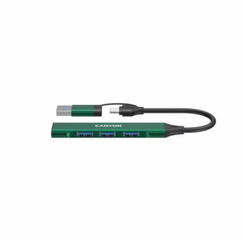 Hub Canyon DS-02, 1 x USB-A 3.0, 3 x USB-A 2.0 (Verde)