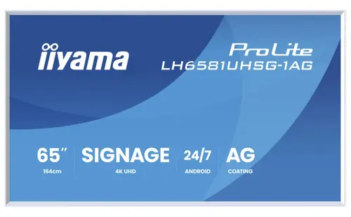 Ecran Profesional VA LED Iiyama 64.5inch LH6581UHSG-1AG, UHD (3840 x 2160), HDMI (Alb)