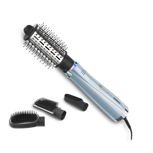 Perie cu aer cald BaByliss Hydro Fusion Big Hair AS774E, 1000W, Tehnologie cu Plasma, 3 trepte de temparatura, 4 accesorii (Albastru)