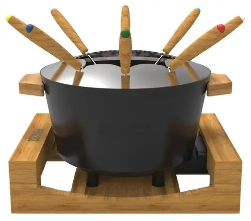 Set fondue electric Princess 0117302501001, 1200 W, 1.5 l, 4 setari incalzire (Negru/Maro)