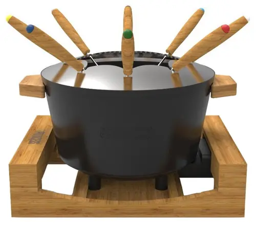 Set fondue electric Princess 0117302501001, 1200 W, 1.5 l, 4 setari incalzire (Negru/Maro)