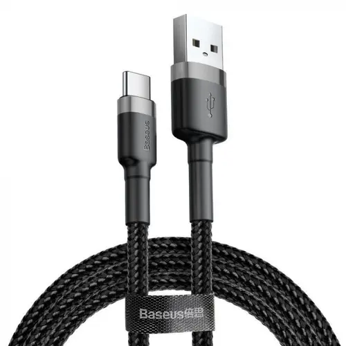 Cablu de date Baseus Cafule Series CATKLF-UG1, USB Type-C , 3 m, 2 A, 480 Mbps (Negru/Gri)