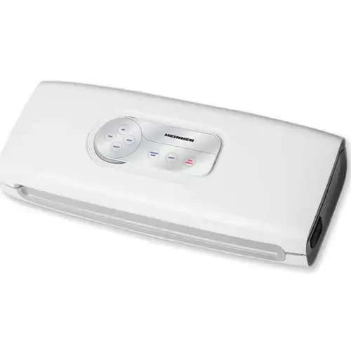 Aparat de vidat si sigilat Heinner HAV-140WH, Vidare uscata/ umeda, Functie marinare, Sistem racire banda sigilare, Furtun pentru caserole, Comptaibil cu pungi latime 30 cm,  7-8 l/ min, 0.6 bar, 140 W (Alb)