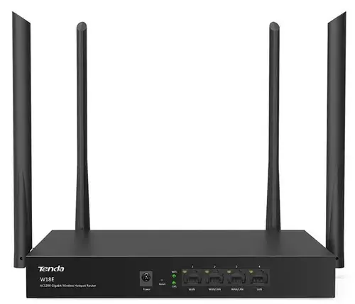 Router Wireless Tenda W18E, Gigabit, Dual Band, 1200 Mbps, 4 Antene externe (Negru)