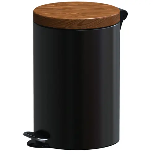 Cos de gunoi cu pedala Studio Casa, Metal, 12L, Negru/Wood
