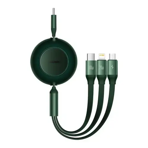 Cablu  de date 3 in 1 Baseus Bright Mirror 2, USB Type-C - Micro-USB/Lightning/USB Type-C, 3.5A, 1.1m, Verde