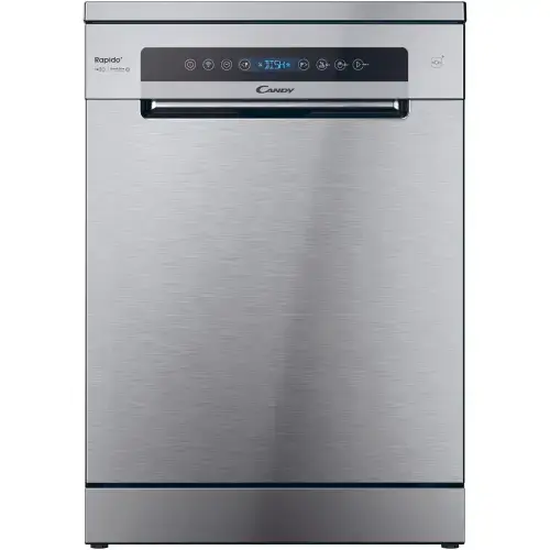 Masina de spalat vase Candy Rapido CF 4C6F0X, 14 seturi, 8 programe, Wi-Fi, Wash & Dry 35', Motor Speed-Drive Inverter, Automatic Open Door, Clasa C, 60 cm (Argintiu)