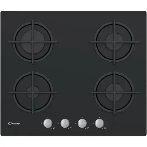 Plita incorporabila Candy CSG6B/4U2, Gaz, 4 arzatoare, Gratar fonta, 60 cm (Negru)