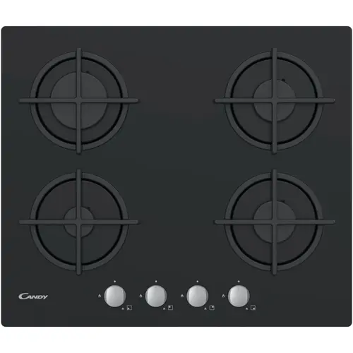 Plita incorporabila Candy CSG6B/4U2, Gaz, 4 arzatoare, Gratar fonta, 60 cm (Negru)