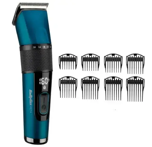 Aparat de tuns barba BaByliss E990E Japanese Steel, 8 accesorii, autonomie 160 min, 0.6-28mm (Negru)