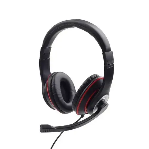 Casti Stereo Gembird MHS-03-BKRD, cu fir, standard, utilizare multimedia, call center, microfon pe brat, conectare prin Jack 3.5 mm (Negru)
