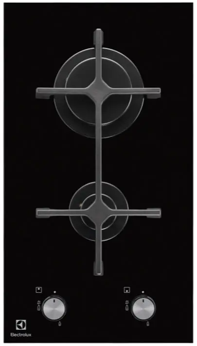 Plita incorporabila Domino Electrolux EGC3322NVK, Gaz, 2 arzatoare, 30 cm, Aprindere electrica integrata (Negru)