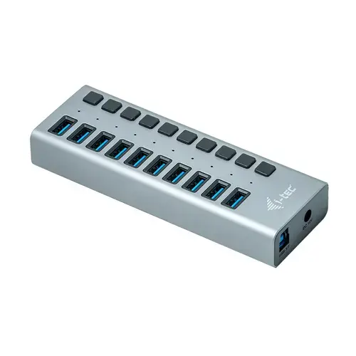 Hub, I-tec , USB 3.0, 10 porturi, 48 W (Argintiu)