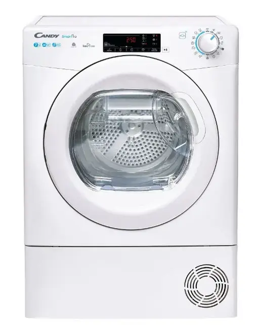 Uscator de rufe Candy Smart Pro CSOE H7A2TE-S, Pompa de caldura, 7 kg, Clasa E, WiFi, Easy case, Senzor uscare, Antisifonare (Alb)