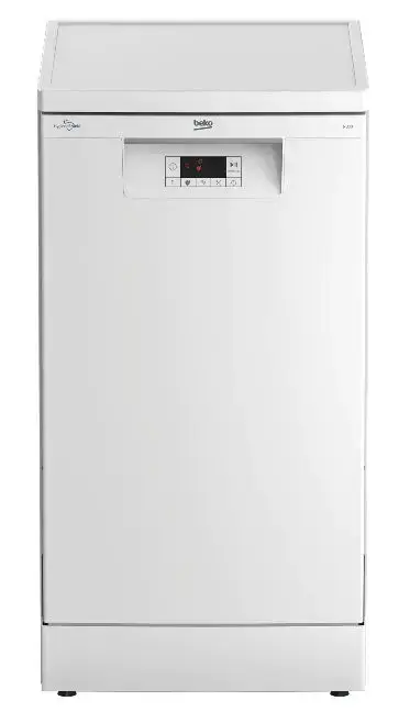 Masina de spalat vase Beko BDFS15020W, 10 seturi, 5 programe, Clasa E, Motor ProSmart™Inverter, Steam Gloss®, Flexible HalfLoad™, AutoGlassShield ®, Program Mini 30 minute, 45 cm (Alb)