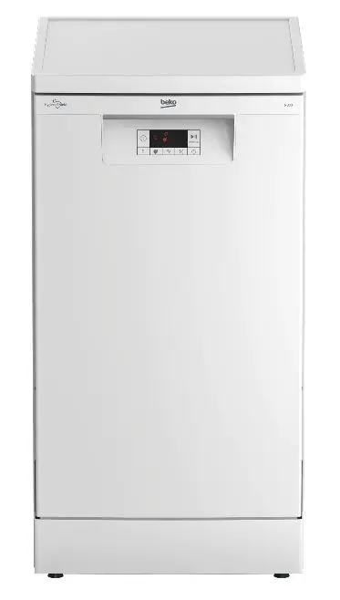 Masina de spalat vase Beko BDFS15020W, 10 seturi, 5 programe, Clasa E, Motor ProSmart™Inverter, Steam Gloss®, Flexible HalfLoad™, AutoGlassShield ®, Program Mini 30 minute, 45 cm (Alb)
