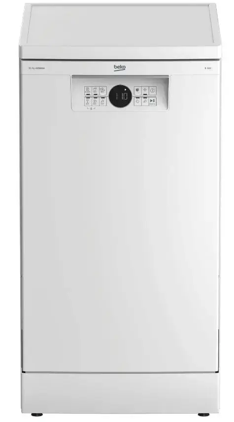 Masina de spalat vase slim Beko BDFS26020WQ, 10 Seturi, 6 Programe, Motor ProSmart Inverter, AquaIntense, Clasa E, 45 cm (Alb)