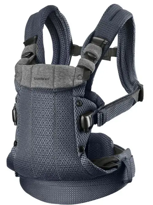 Ham anatomic BabyBjorn Harmony Anthracite, Pozitii multiple de purtare, 0-15 kg, 0-3 ani, 3D Mesh (Negru/Gri)