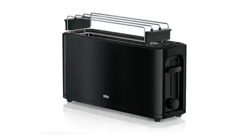 Prajitor de paine Braun HT3110BK, 1000 W, 1 felie, 7 setari rumenire (Negru)