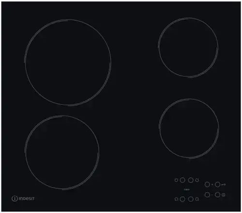 Plita incorporabila Indesit Aria RI 161 C, Vitroceramica, 6200 W, 4 zone de gatit, Control Touch, 58 cm (Negru)