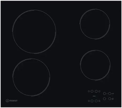 Plita incorporabila Indesit Aria RI 161 C, Vitroceramica, 6200 W, 4 zone de gatit, Control Touch, 58 cm (Negru)