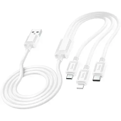 Cablu de date HOCO X74, USB la Lightning / USB Type-C / MicroUSB, 1m, Alb
