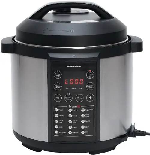 Multicooker Heinner HPCK-6IX, Timer, 14 programe, Display LED, Gatire aburi/sub presiune, 1000W (Negru/Gri)