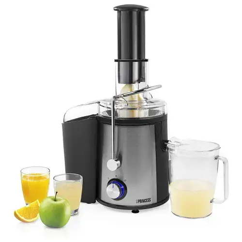 Storcator de fructe si legume Princess 0120304001002, 700 W, recipient colectare pulpa 2.8 l (Negru/Inox)