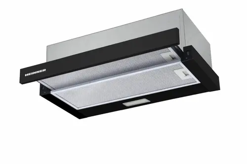 Hota incorporabila telescopica Heinner HTCH-F400BK, 358.4 mc/h, 1 Motor, Lumina LED 1 x 2 W, 2 Filtre aluminiu, Clasa B (Negru)