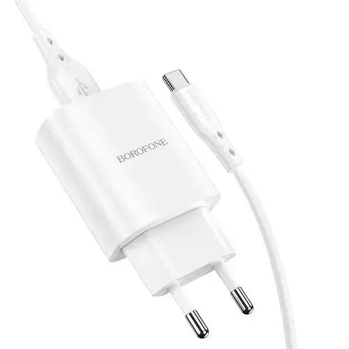 Incarcator Retea Borofone BN1 Innovative, USB, 10W + cablu USB Type-C, 1m (Alb)