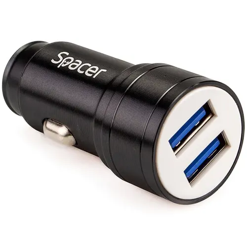 Alimentator auto Spacer Fast Charge 17W 5V/3.1A max putere totala 17W 2 x USB pentru bricheta auto, Negru