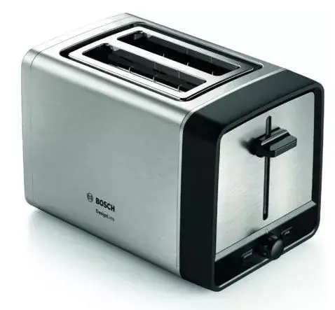 Prajitor de paine Bosch TAT5P420, 970 W, 2 felii, Suport chifle (Negru/Argintiu)