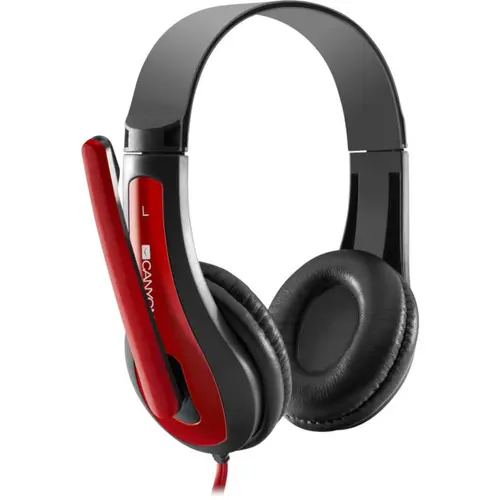Casti Canyon CNS-CHSC1BR, Stereo, Microfon, Jack 3.5mm (Negru/Rosu)
