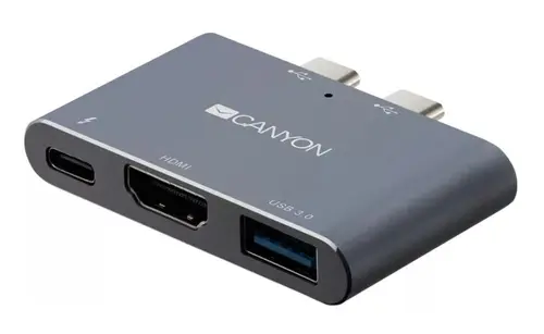 HUB USB Canyon CNS-TDS01DG, USB Type C, HDMI, USB 3.0 (Argintiu)