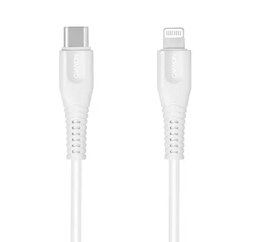 Cablu de date Canyon CNS-MFIC4W, USB Type-C - Lightning MFI-4, 1.2m (Alb)