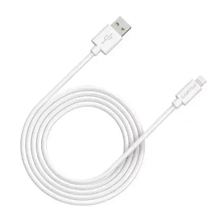 Cablu de date Canyon MFI-12, USB - Lightning, 2m (Alb)