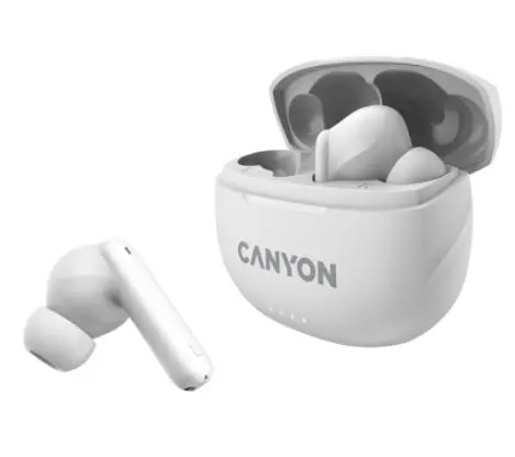 Casti True Wireless Canyon TWS-8, Bluetooth, ENC, Microfon (Alb)