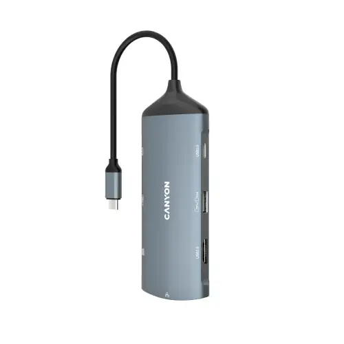 Docking Station Canyon CNS-TDS15 8 in 1, 1*HDMI, 1*Gigabit Ethernet, 1*USB-C PD3.0 60W, 1*USB-C PD3.0 100W, 2*USB3.1, 1*USB2.0, 1*SD (Gri)