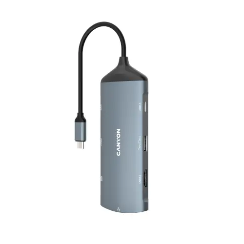 Docking Station Canyon CNS-TDS15 8 in 1, 1*HDMI, 1*Gigabit Ethernet, 1*USB-C PD3.0 60W, 1*USB-C PD3.0 100W, 2*USB3.1, 1*USB2.0, 1*SD (Gri)