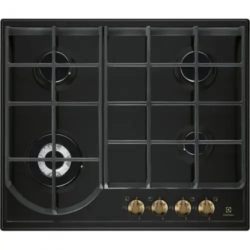 Plita incorporabila Electrolux EGH6343ROR, Gaz, 4 arzatoare, Gratare de fonta (Negru)