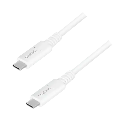 Cablu alimentare si date Logilink CU0180, USB 4 Gen3, USB Type-C la USB Type-C , UHD 8K / 60Hz 7680×4320, 0.8m, Alb
