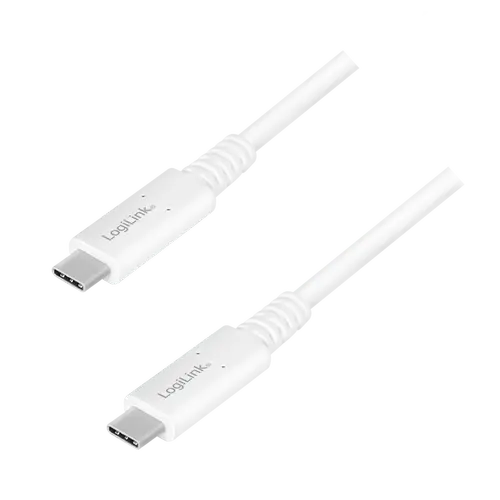 Cablu alimentare si date Logilink CU0180, USB 4 Gen3, USB Type-C la USB Type-C , UHD 8K / 60Hz 7680×4320, 0.8m, Alb