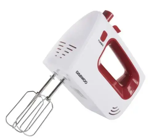 Mixer de mana Daewoo DHM122R, 300 W, 5 viteze, functie Turbo (Alb/Rosu)