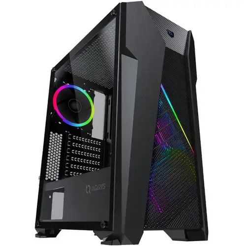 Carcasa AQIRYS Canopus, Middle Tower,  Tempered Glass, RGB (Negru)